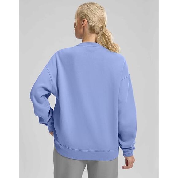 NWT XL Crew Neck, Loose Fit, Cotton and Fleece Blend Sweatshirt in Light Purple - Picture 3 of 4